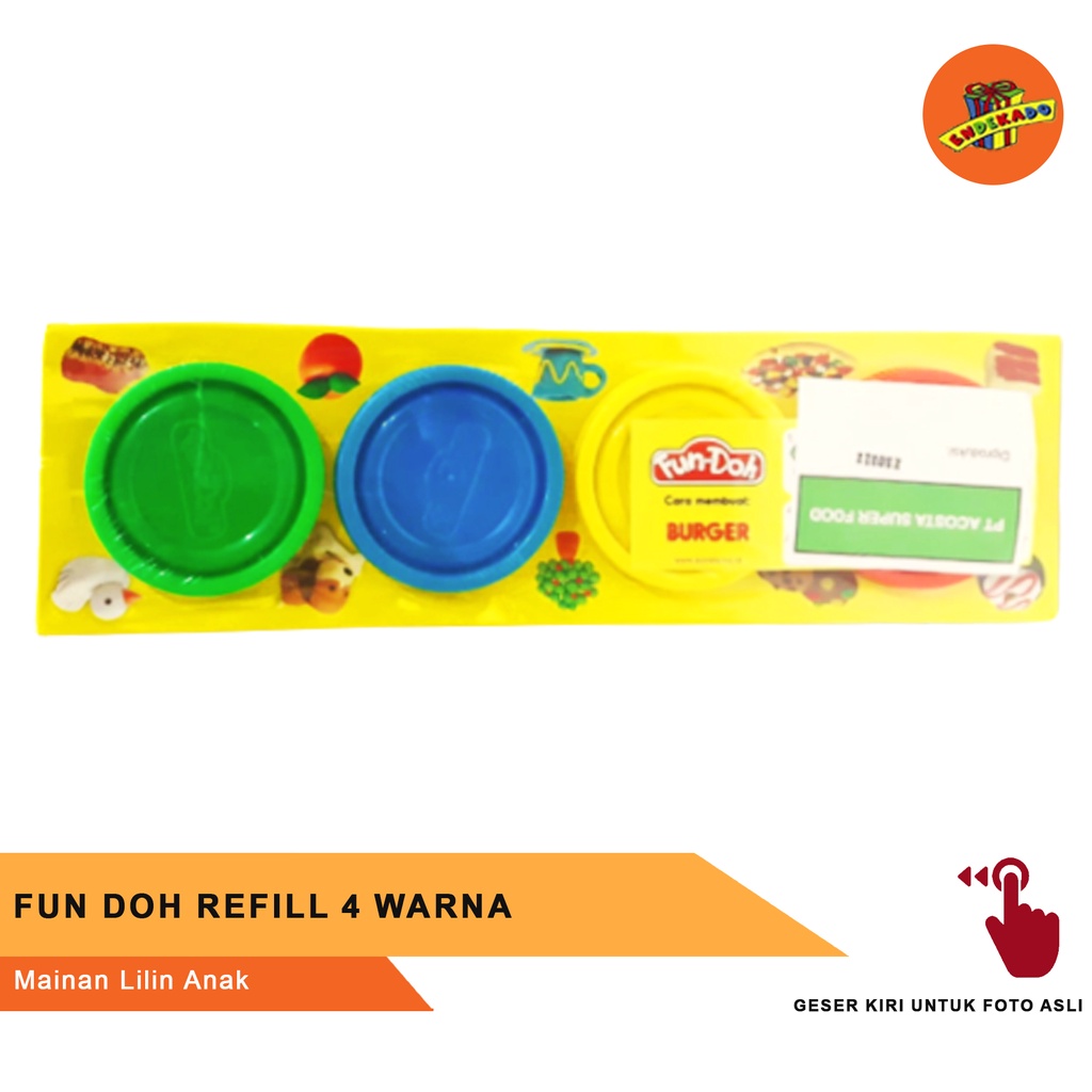 FUN DOH REFILL 4 WARNA - Mainan Lilin Anak - Plastisin Makassar