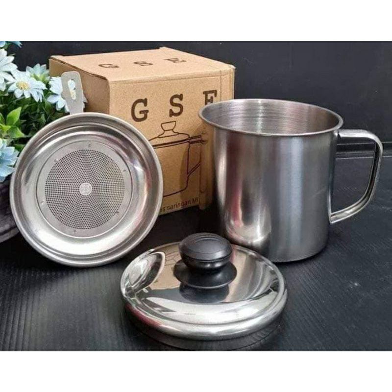 Oil Pot Stainless Steel Saringan Minyak 1,2 Liter