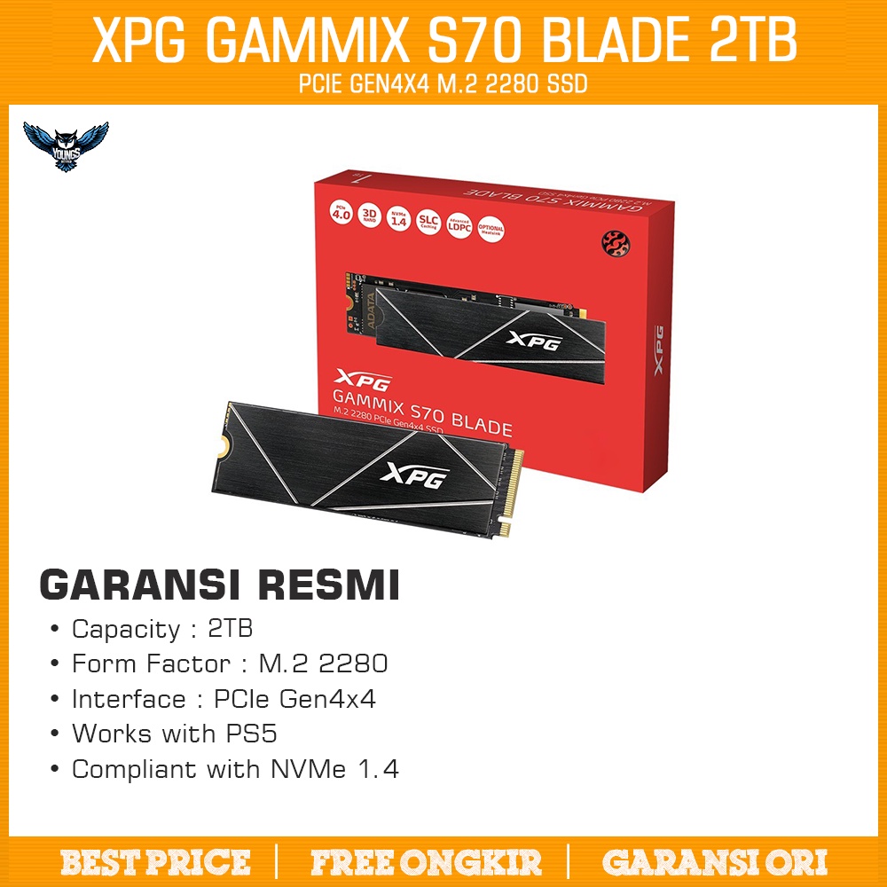 SSD XPG GAMMIX S70 BLADE 2TB - PCIe 4.0 NVME M.2 2280 Gen4 Adata