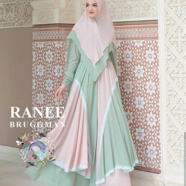 Humaira99 Gamis syari ceruty mix tile maxi busui set khimar syari Kania