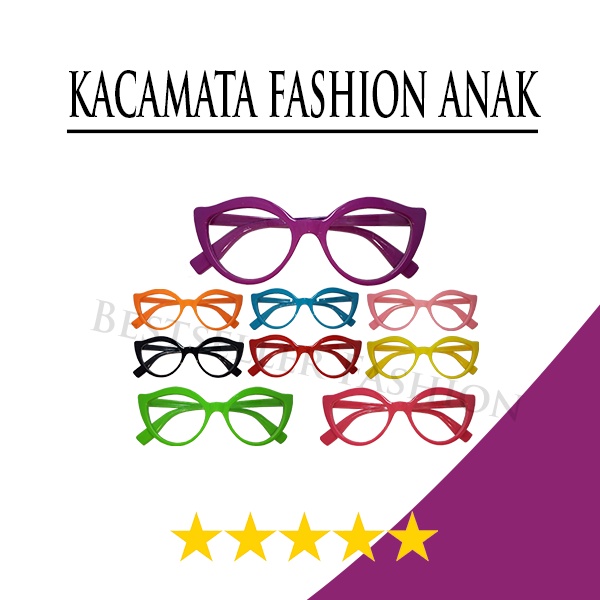 Kacamata Anak Laki-laki dan Perempuan Mata Kucing Cat Eye Vintage Retro Kacamata Gaya Fashion Lucu Lensa Transparan NO CASE