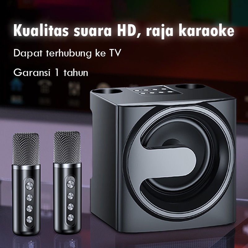 E ONE speaker bluetooth karaoke set lengkap speaker bluetooth 2 mic wireless /Built-in membatalkan fungsi suara asli