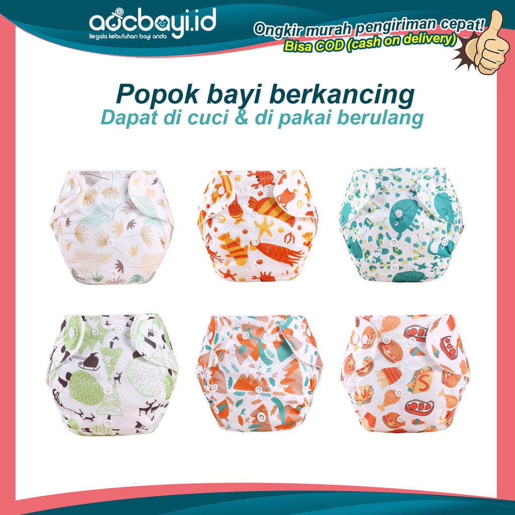 ☀ACCBAYI☀ PPB0001 POPOK BAYI KAIN BERKANCING CLOTH DIAPER CLODI BAYI DAPAT DICUCI &amp; DIPAKAI BERULANG