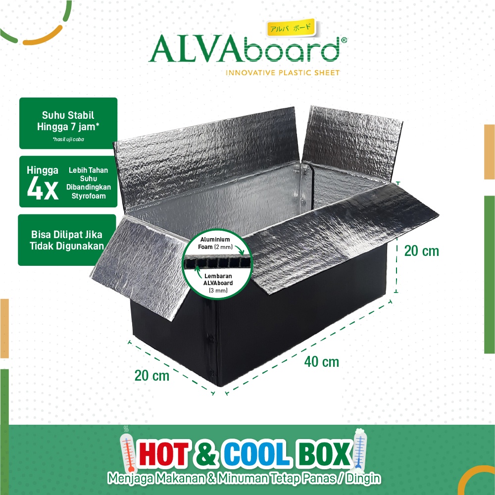 ALVAboard Box Hot & Cool Ukuran 40x20x20 Cm, Box Makanan Panas & Dingin