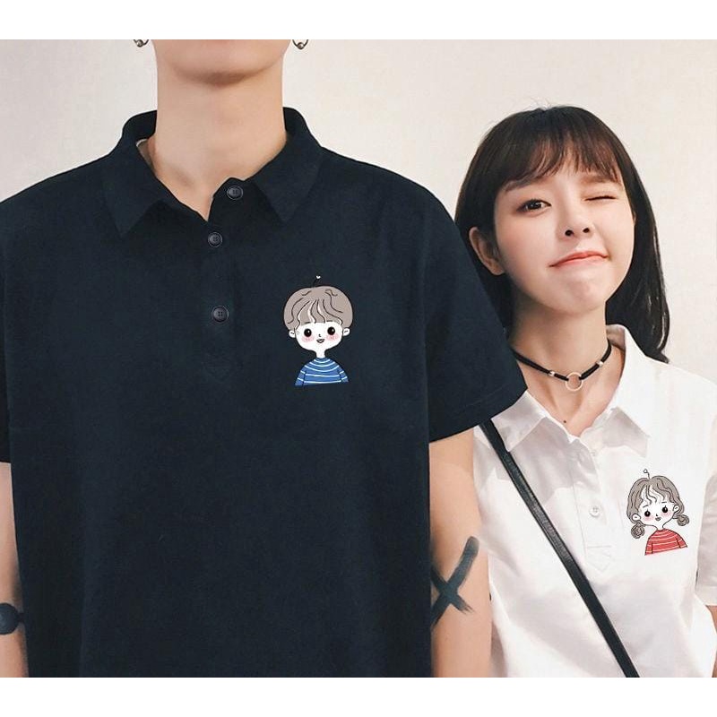 MYSTIQUE.ID-BAJU COUPLE KAOS WANGKI POLO COWO DAN CEWE LUCU DAN AESTHETIC