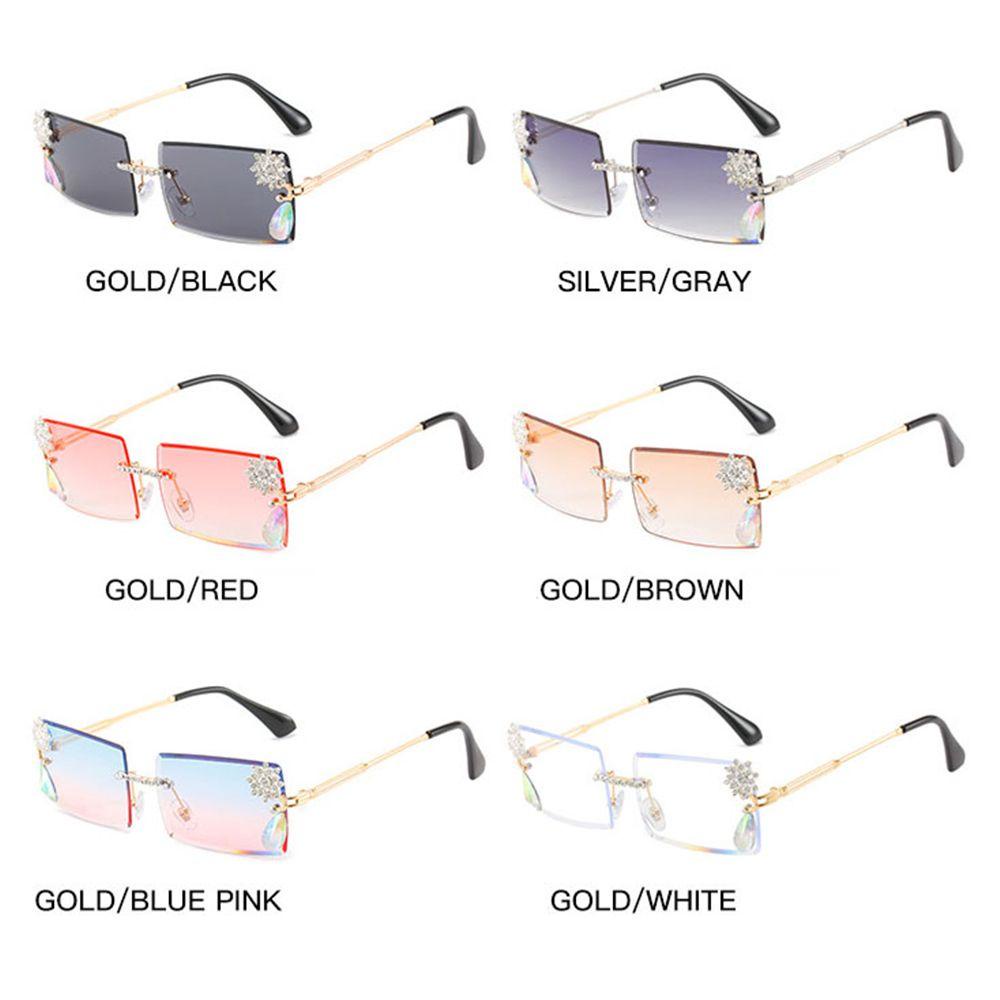 Lily Rimless Sunglasses Trending UV Protection Cool Eyewear y2k Kacamata Matahari