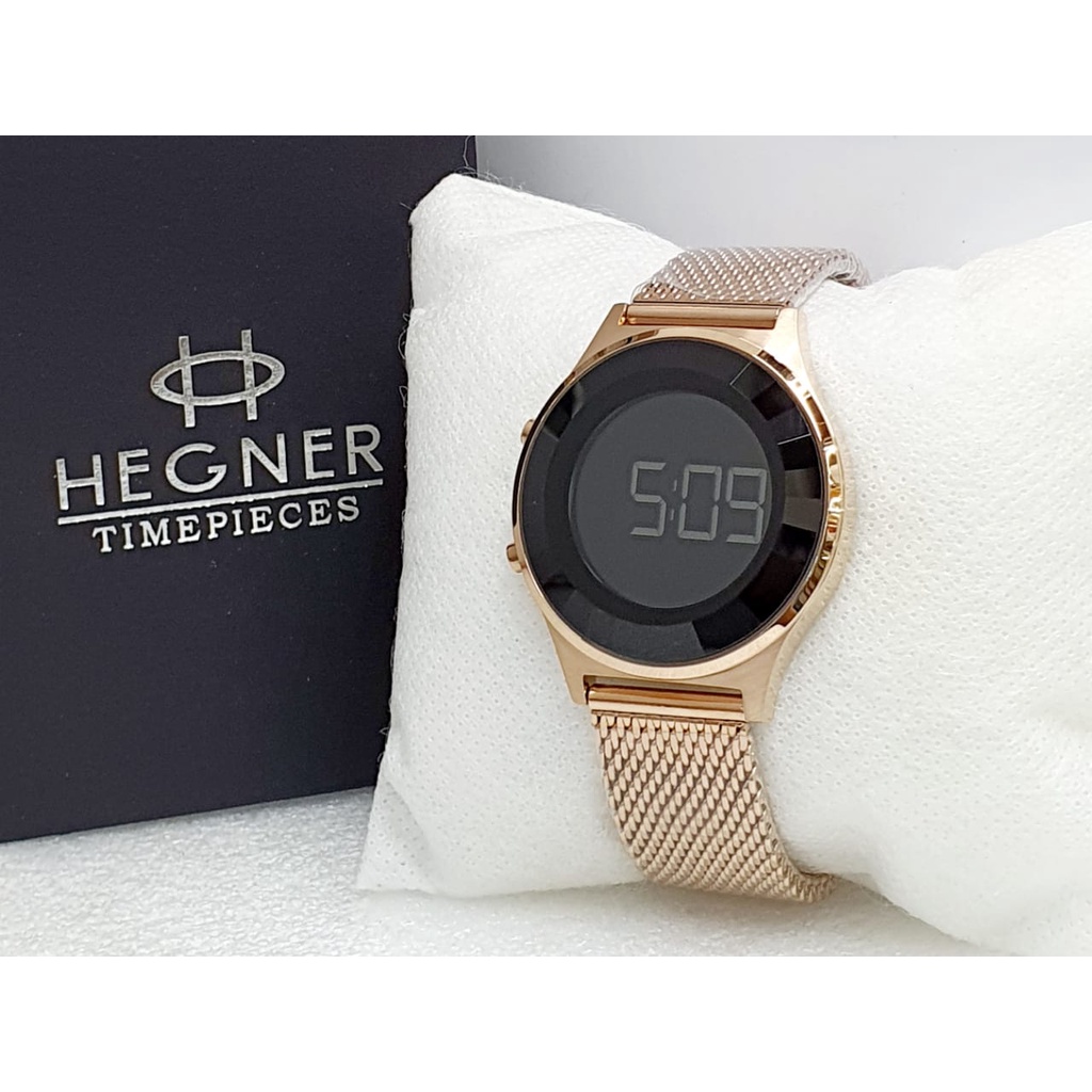 Jam Tangan Wanita Digital Original Hegner 1681 Digi Rantai Stainless Steel Pasir