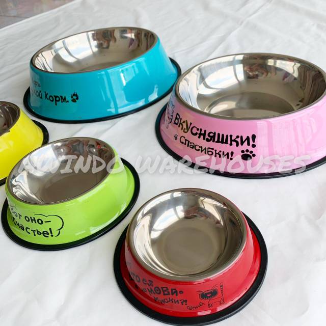 TEMPAT PIRING MANGKOK MAKAN MINUM HEWAN ANJING KUCING PET PLATE BOWL STAINLESS STEEL