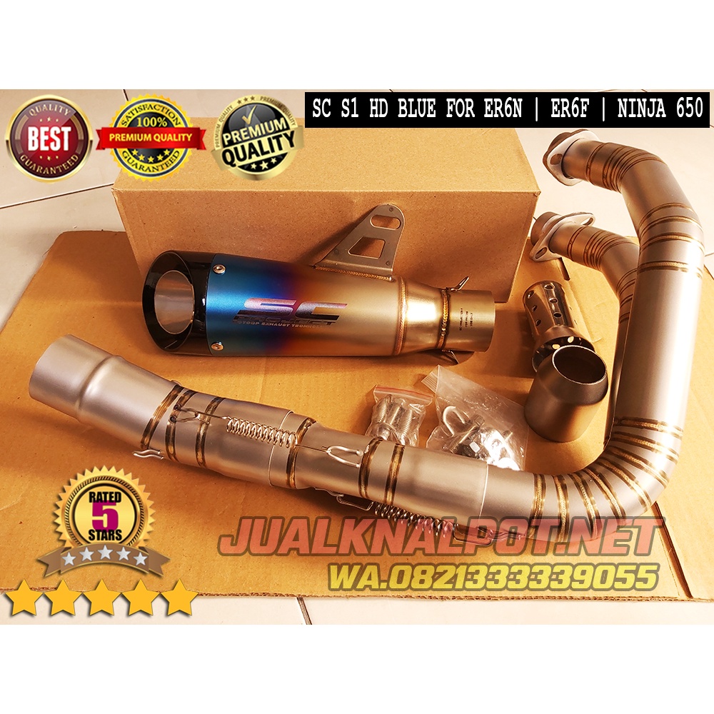 SC Project S1 Titanium Blue IMPORT Knalpot Ninja 650 ER6N ER6F Full System Header Titanium SB