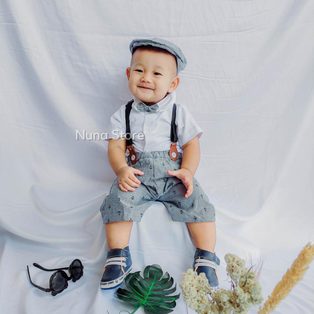 LG Setelan Jumper Suspender Jangkar Anak Bayi Laki-Laki / Setelan Jumper Suspender Bayi 0 - 12 Bulan