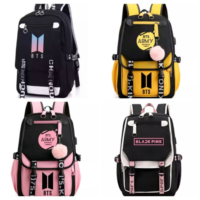 Tas Ransel Sekolah SD - SMP - SMA Motif BTs & Blakpink