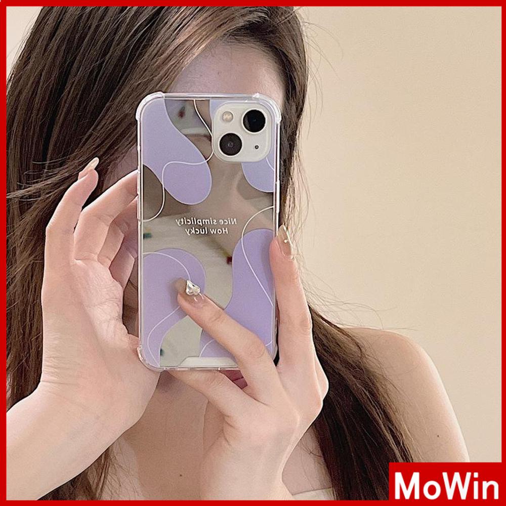 iPhone Case Luxury Acrylic Mirror Airbag Shockproof Protection Camera Romantic Purple Simple Compatible For iPhone 11 Pro Max 13 Pro Max 12 Pro Max 7Plus xr XS Max