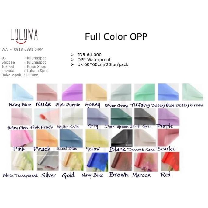 

Sale!!! New Full Color Opp /Wrapping Paper/Kertas Kado/Kertas Bunga Buket - Paling Diminati