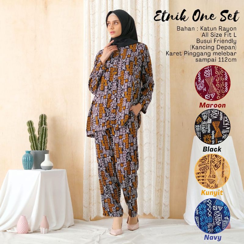 Piyama Dewasa Etnik One Set Setelan Termurah Bahan Katun Rayon Premium Nyaman Dipakai Bisa Cod