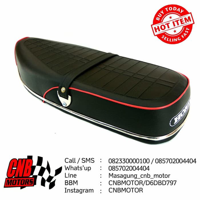 Jok Sadel C70 Standart Tipis Hitam Lis Merah Untuk Rangka C70 001