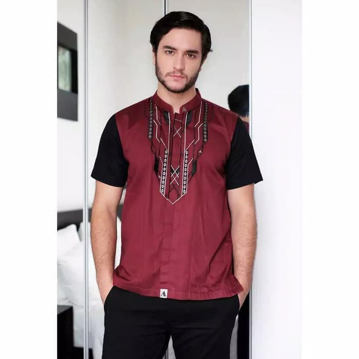 Baju Koko Pria Warna Merah Maroon