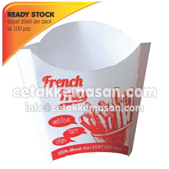 

Kantong Dus Box Kentang French Fries uk 9x12x4 cm Foodgrade