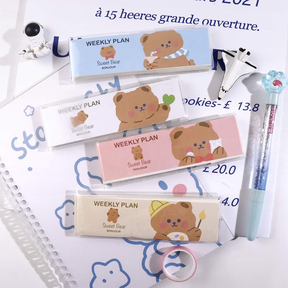 Mxbeauty Kartun Weekly Planner Portable Bear Plan Book Hadiah Anak Diary Perlengkapan Alat Tulis Kantor Buku Kata Saku