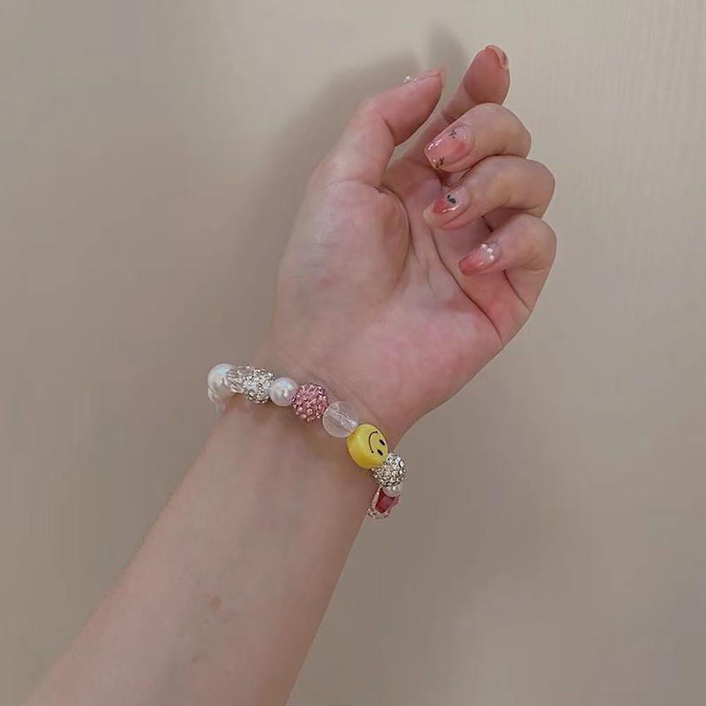 Kalung Mutiara Agustina Warna-Warni Fashion Hati Wanita Gadis Lucu Smiley Face Bracelets