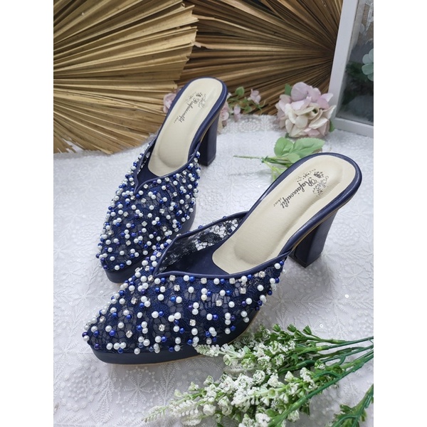 sepatu yasmika navy tinggi 9cm tahu