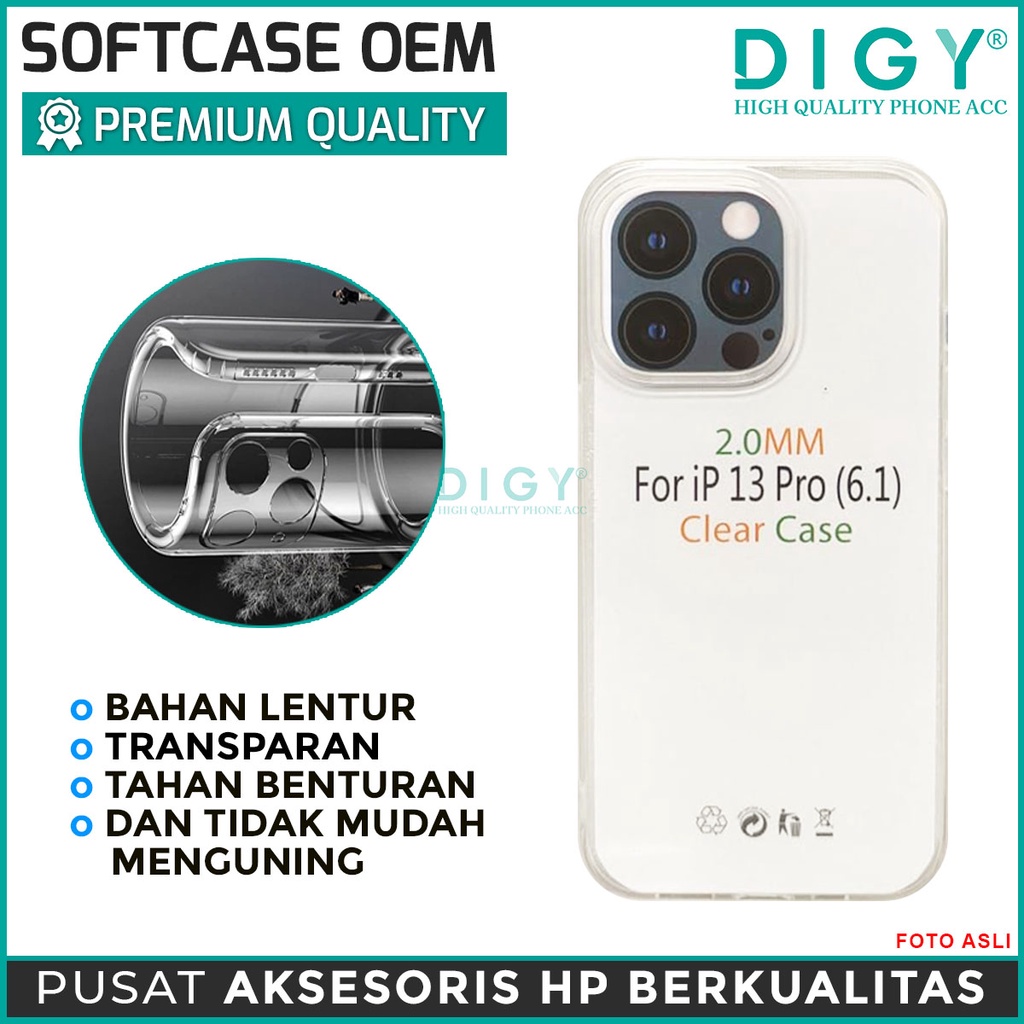 iPhone 12 6.1 12 mini 5.4 12 pro 6.1 12 pro max 6.7 Case Bening Jelly Clear Tebal SOFTCASE OEM 2.0MM