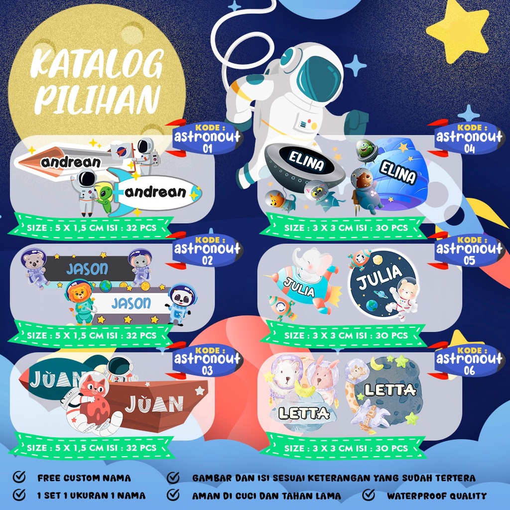 

[GIANTPALACE] STICKER BAJU CUSTOM NAMA DENGAN KARAKTER LUCU