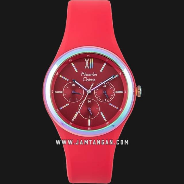 Alexandre Christie AC 2773 BF RIERE Ladies Red Dial Red Rubber Strap