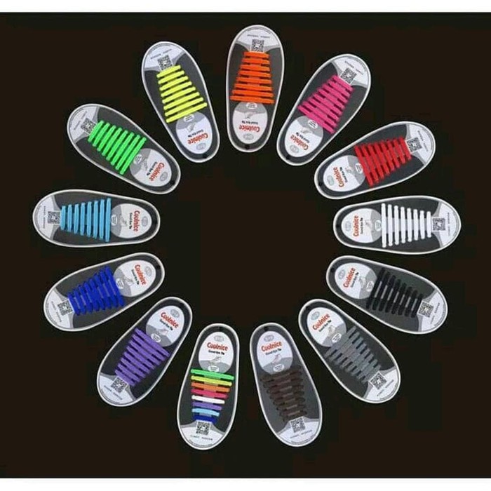 1 SET 16 PCS PREMIUM TALI SEPATU SILIKON KARET LAZY SHOELACES SILICON