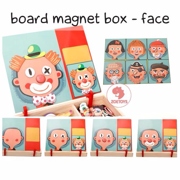 Zoetoys Board Magnet Box Hanzi Occupation Zoo Farm Transport Face | 2in1 Magnetic Puzzle 3D Jigsaw Wooden Box Educational Blackboard WhiteBoard Papan Tulis Belajar Bahasa Mandarin Jenis Pekerjaan Mainan Edukasi Anak | Cari kado natal