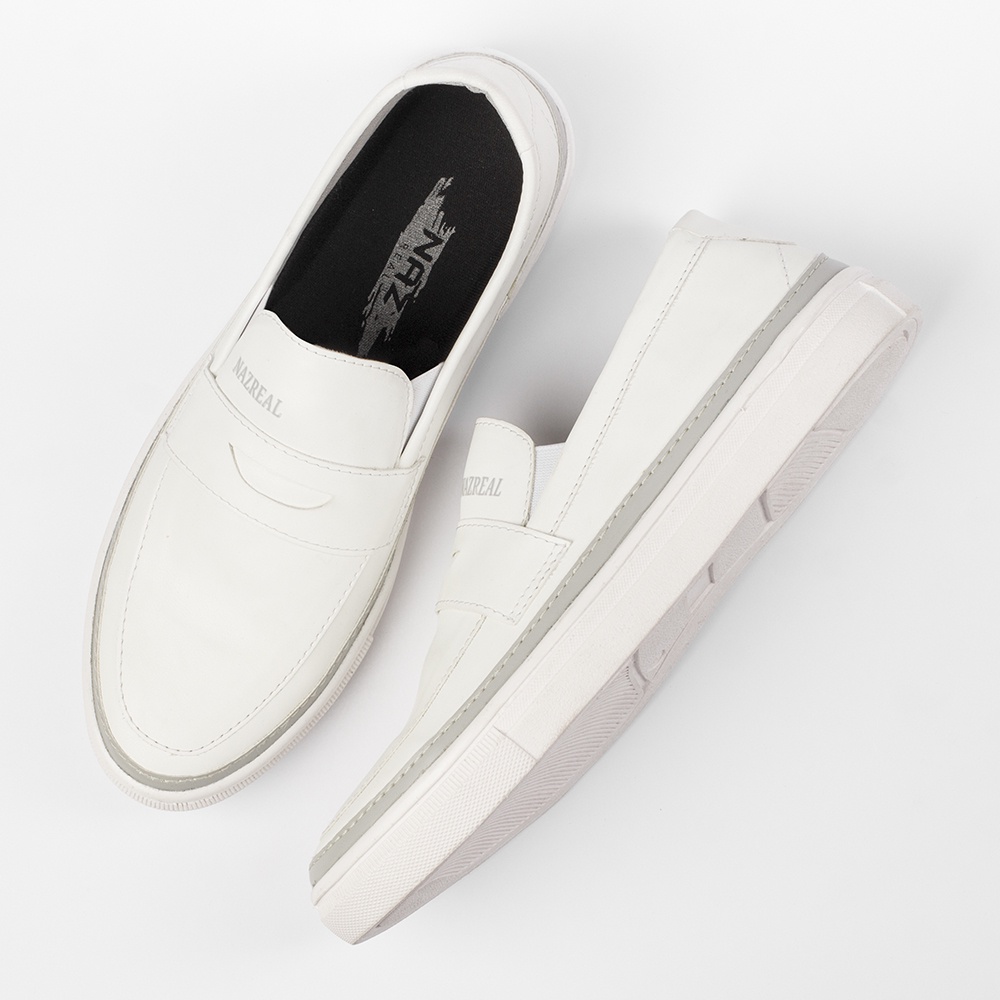 CADBY WHITE |ManNeedMe x NAZ| Sepatu Sneakers Pria Casual Slip On Shoes ORIGINAL