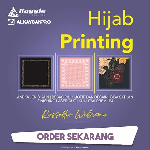 Hijab Segi Empat Printing Voal Premium Bisa Custom Sendiri