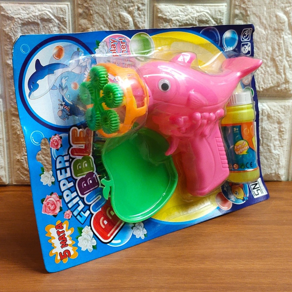 Mainan anak pistol gelembung flipper bubble gun 5 Mata