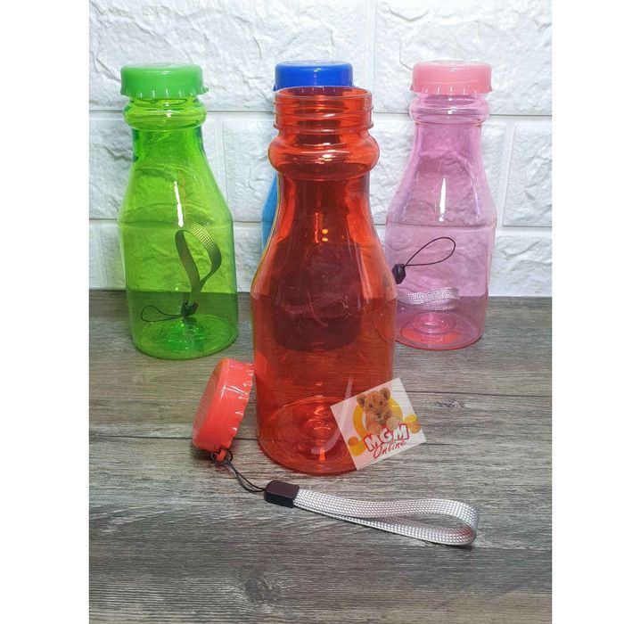 Botol Air plastik 300ML berwarna dengan Tali botol traveling 300ml