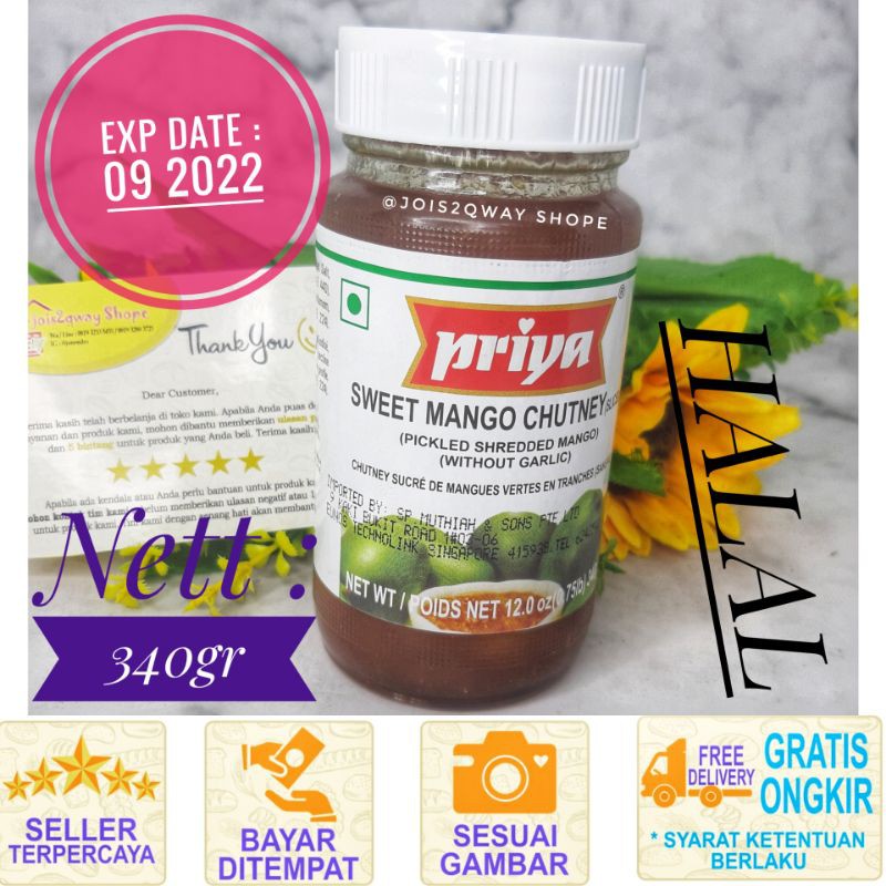 

Priya Sweet Mango Chutney 340gr / Makanan Import / Makanan India