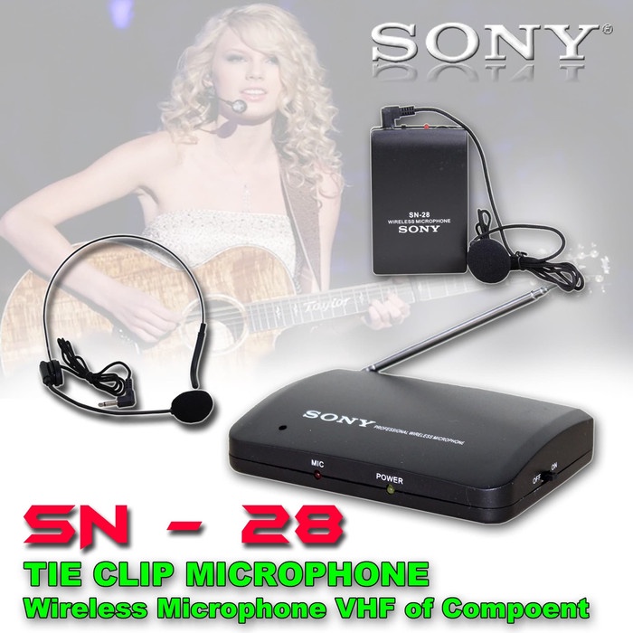 Sony Mic Clip On Wireless SN-28 microphone bando jepit