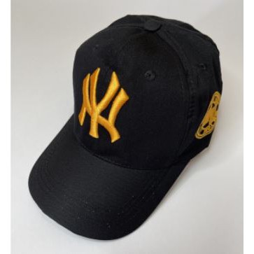 Topi NY New York Topi Baseball Pria Wanita-hitam tulisan kuning