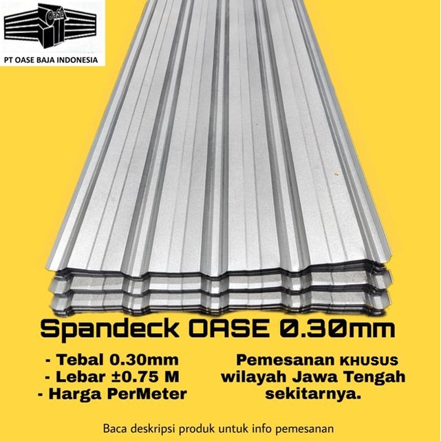 Atap Spandeck Galvalum 0.30mm x 75 cm OASE (B)