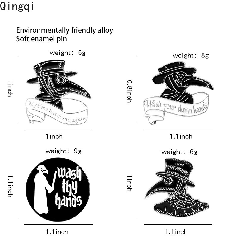 Bros Pin Enamel Desain Plague Doctor Gaya Gothic Untuk Tas / Kemeja