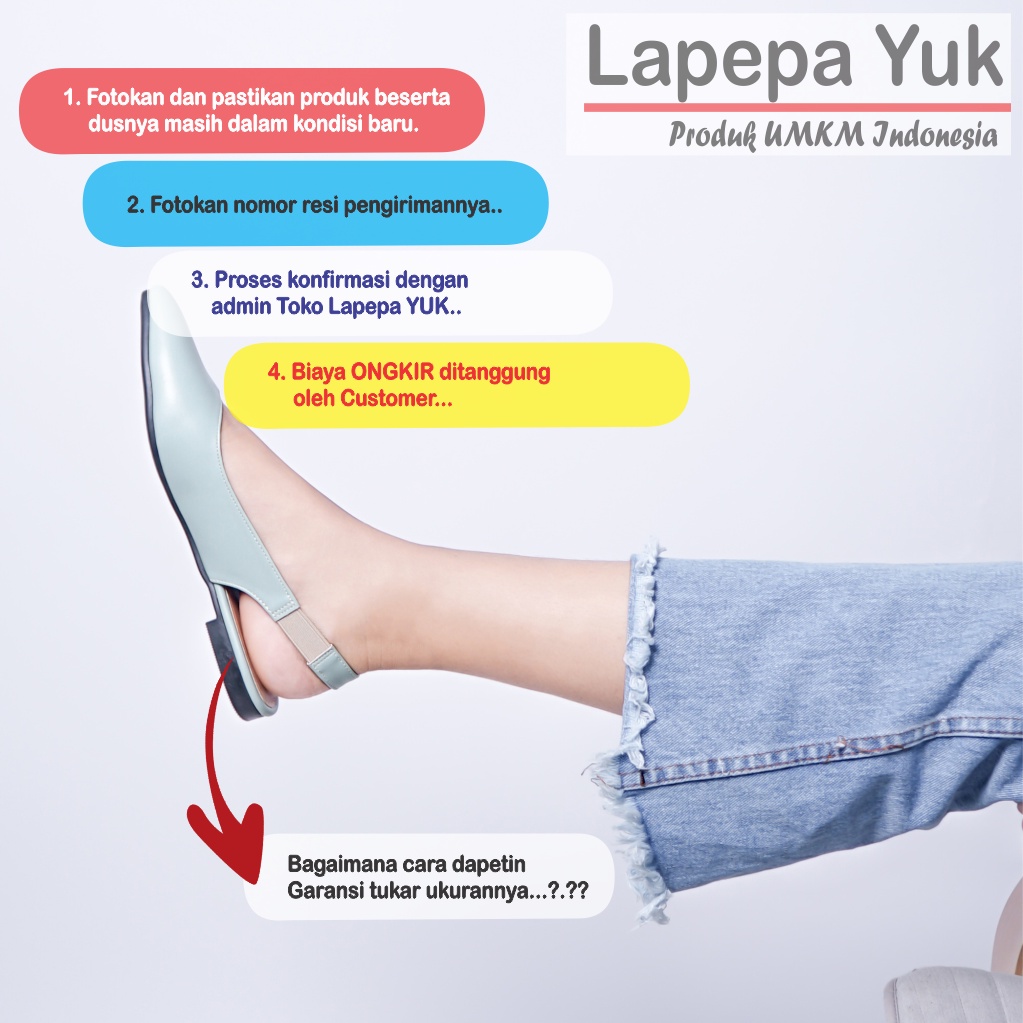 LAPEPA YUK - Sepatu Flat Shoes Wanita FREYA Untuk Kerja kantor Spatu Flatshoes Cewek Kuliahan Jalan Santai Casual Empuk Slop Lancip Warna MINT Kasual Hijau Sage Green Strap Tali Selop Belakang Premium Original Kekinian Terbaru Shoes Mall Official Store