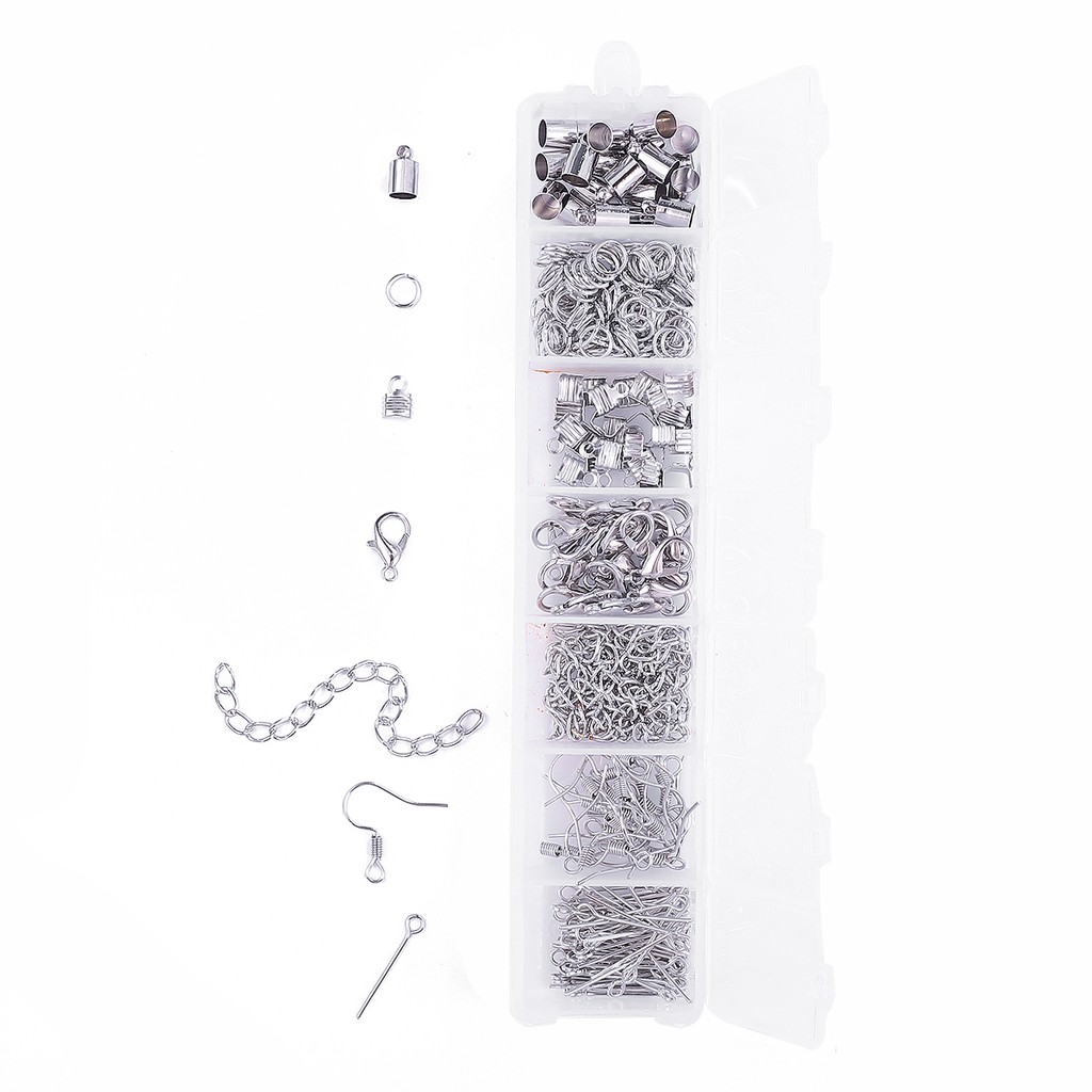 Mix Box Kits Alloy Chain Earring Hooks Head Pins Jump Rings Lobster Clasp For DIY Jewelry Findings Set Making Earrings Supplies