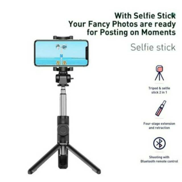 Baseus lovely tongsis tripod tongkat selfie stik hp bluetooth Baseus