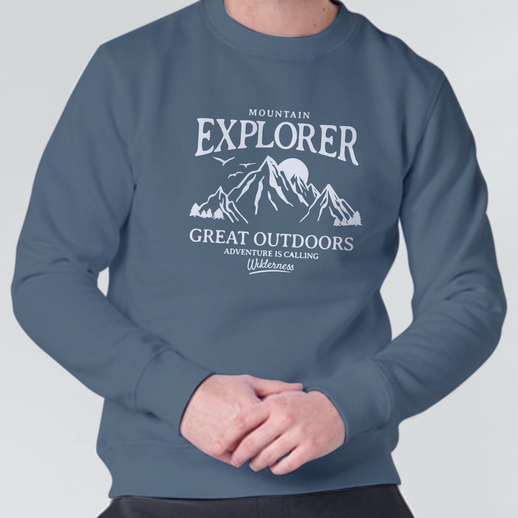 SWEATER PRIA MOUNTAIN EXPLORER - CREWNECK PRIA KEREN - ATASAN TEBAL PREMIUM