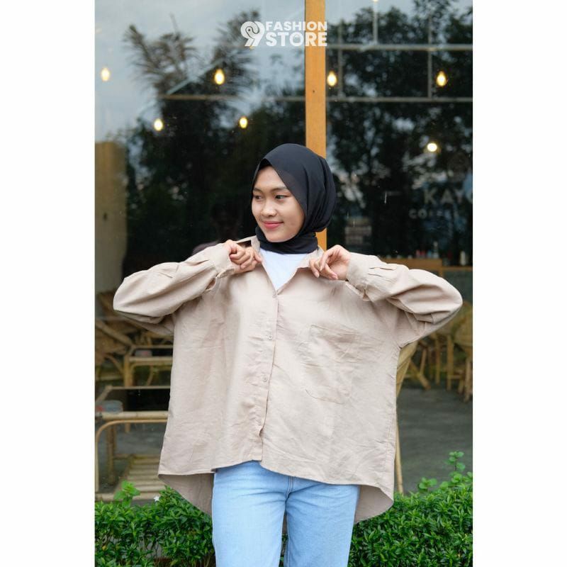 kemeja linen oversize