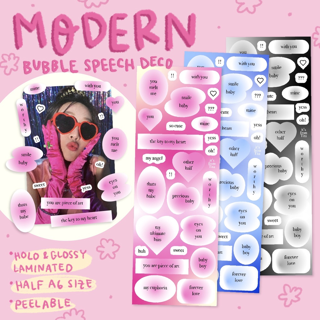 

Modern (Holo Finish) Bubble Speech Deco Sticker || itsfromtita