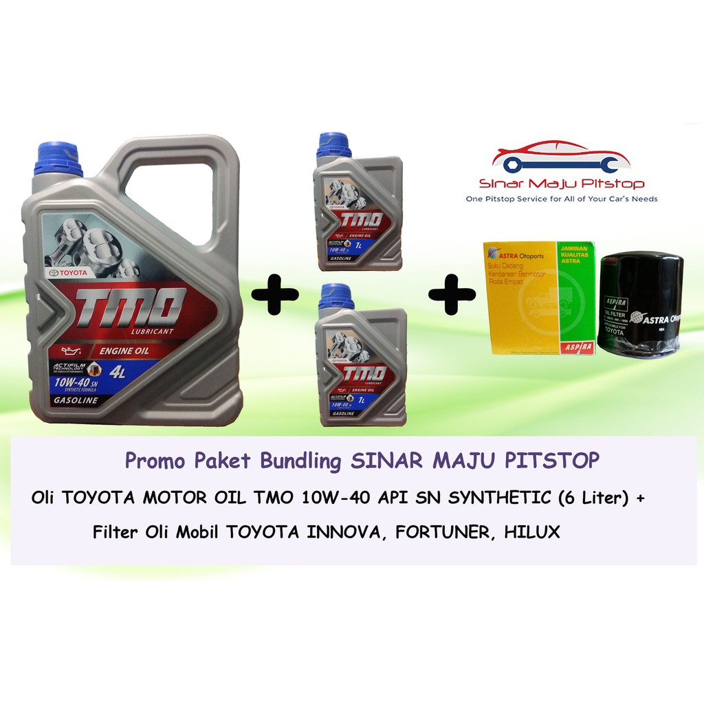 Paket Bundling Oli Mobil TOYOTA TMO 10W-40 API SN 6 Liter & Filter Oli TOYOTA INNOVA & VENTURER