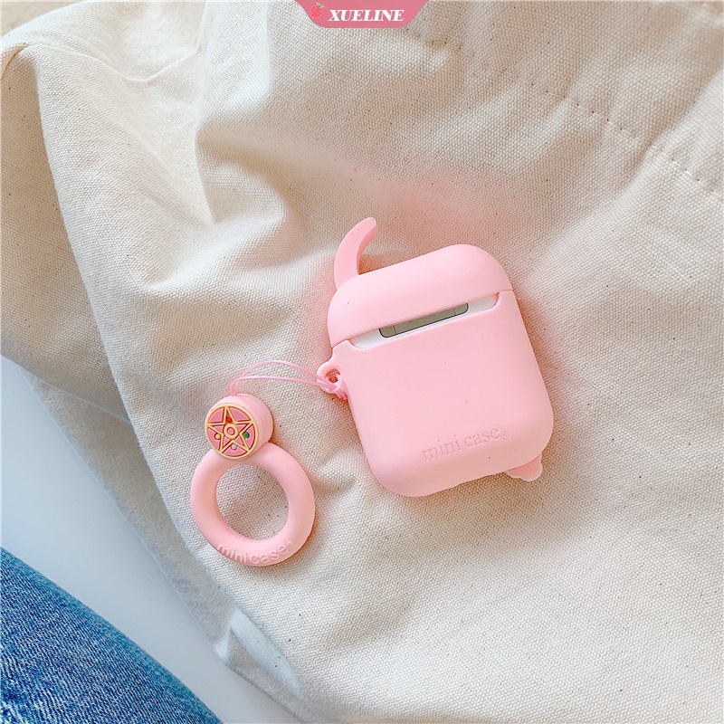 Cover Pelindung Headphone Bluetooth Bahan Silikon Motif Kartun Sailor Moon Untuk AirPods 1 2 pro