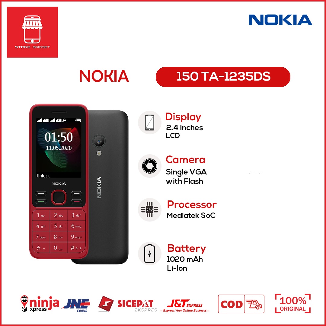 Nokia 150 Dual Sim Rear Camera Handphone Candybar Mp3 2 4 Inch Display Garansi Resmi Hp Nokia Jadul Shopee Indonesia