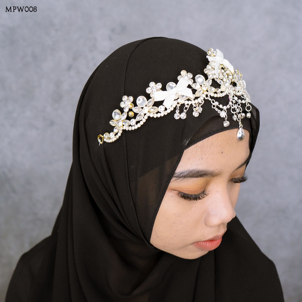 [SIAP KIRIM] HAIRPIECE TIARA PENGANTIN MODERN HIJAB ASESORIS PESTA MPW008