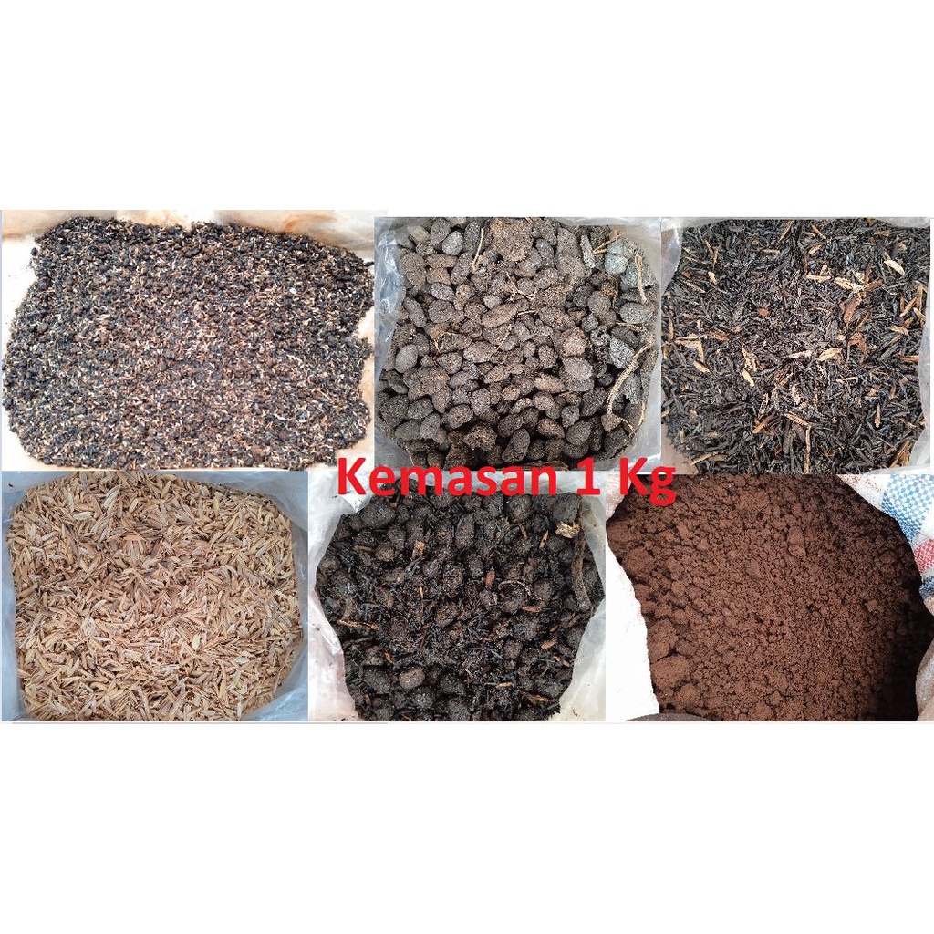 PUPUK ORGANIK, KOHE KAMBING FERMENTASI, SEKAM BAKAR, SEKAM MENTAH, MEDIA TANAM, TANAH TAMAN 1KG
