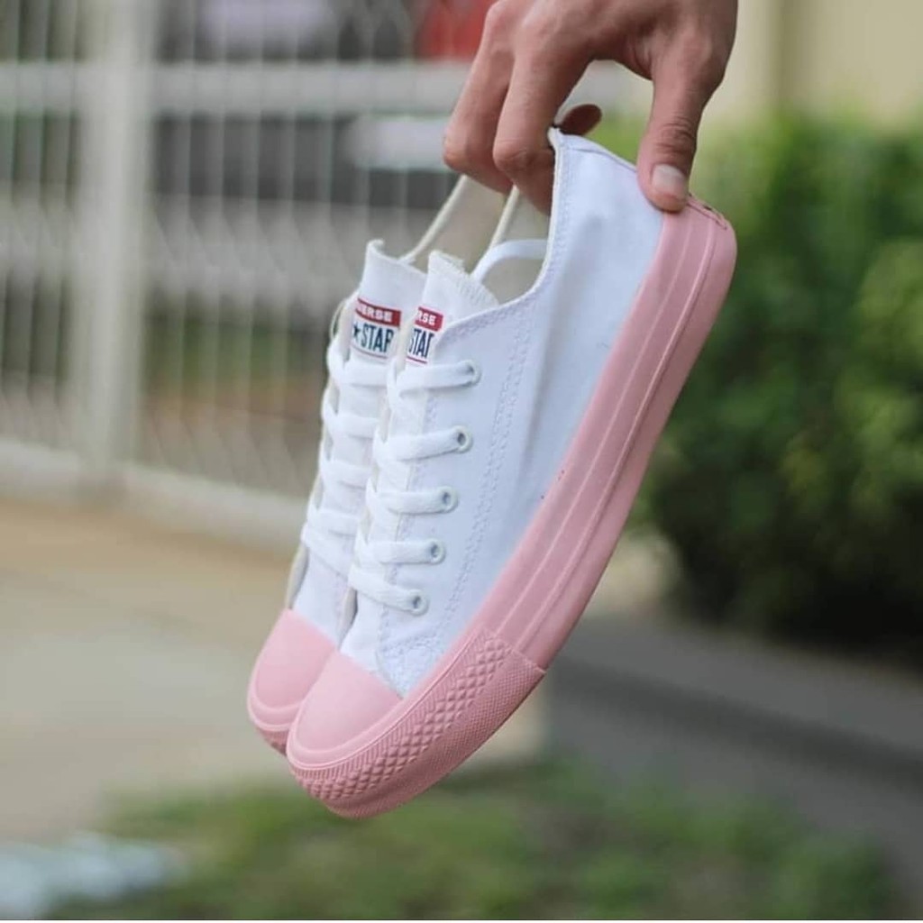  Sepatu  Converse All Star Putih  sol  Pink Premium Quality 